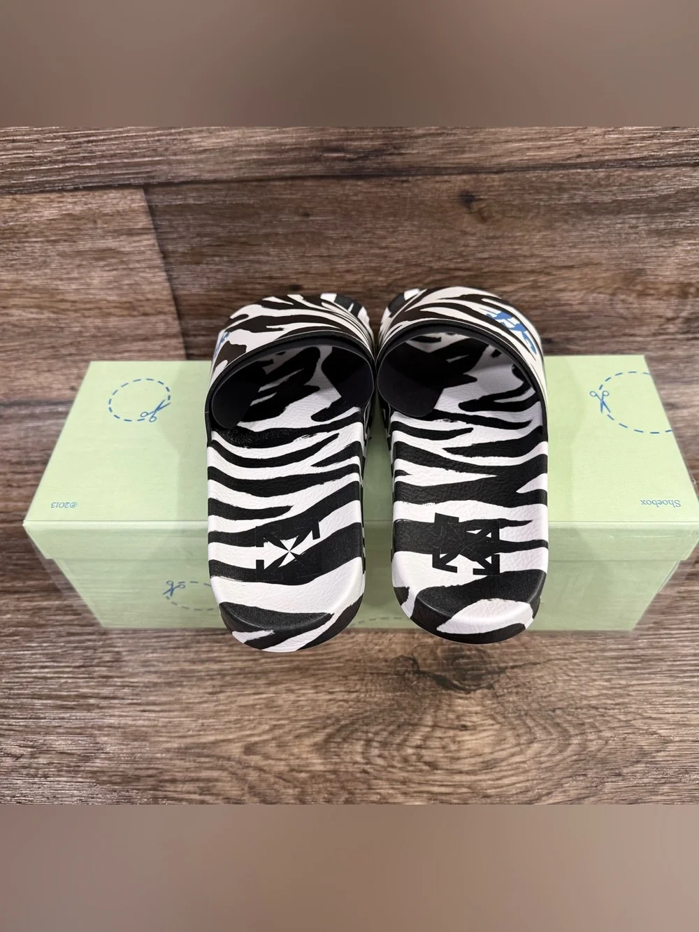 NWT Off White c/o Virgil Abloh Slides Zebra-print‎ slides Sz 6
